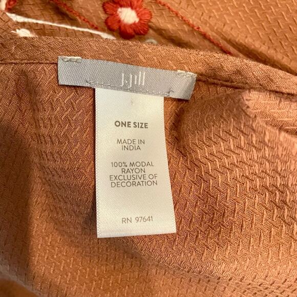 J Jill Women's OS Embroidered Kimono Open Front Cardigan Asymmetrical - Picture 11 of 13